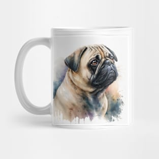 Pug Watercolour Style Painting Mug